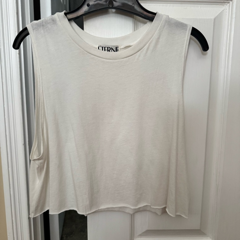Eterne Cream Sleeveless Crop Tank Top